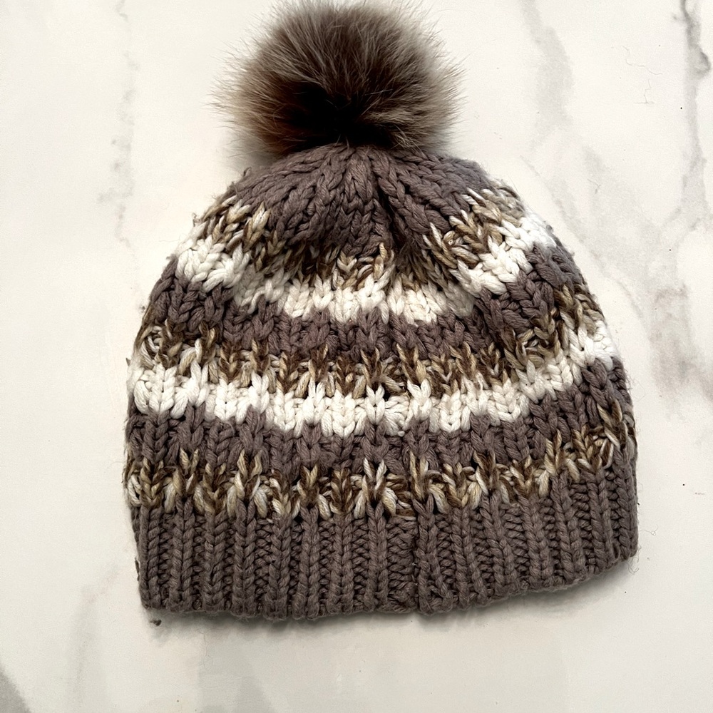 Tasha Tarno Fox pom fur beanie
